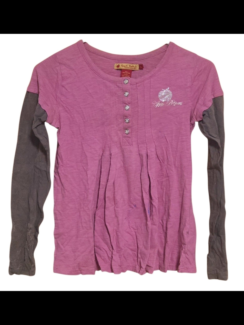 APPLE BOTTOMS PINK WITH GRAY SLEEVES GIRL TOP